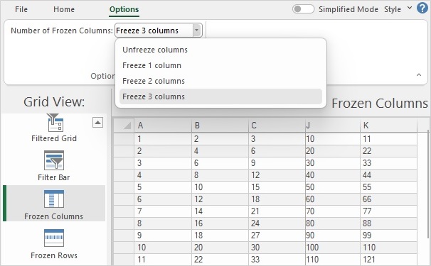 Grid Frozen Columns and Rows