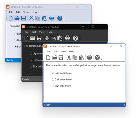 Toolbar in 3 color themes: