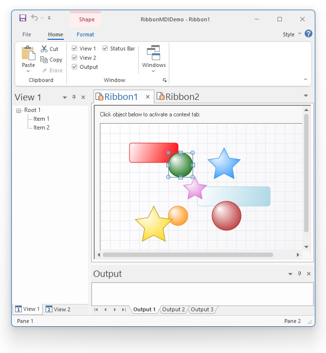 Ribbon in MDI application with other control bars: