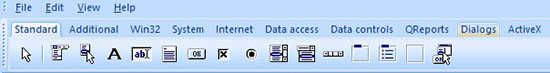 Toolbar with the tabs: