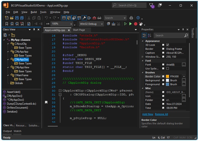 Visual Studio 2022 dark theme (Green accent color):